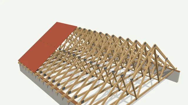 Charpente en fermettes en W en 3D