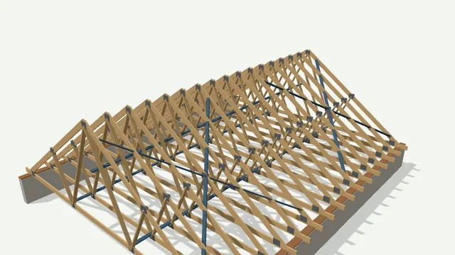 Fermettes contreventées par croix de Saint-André en 3D