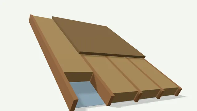 Laine de bois entre chevrons en 3D
