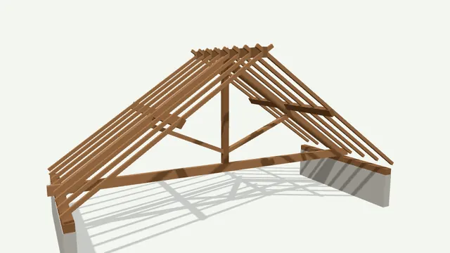 Ferme de charpente traditionnelle en 3D